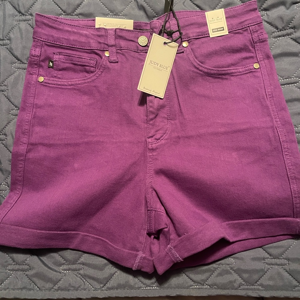 Judy Blue Women's Purple High-Rise Denim Shorts